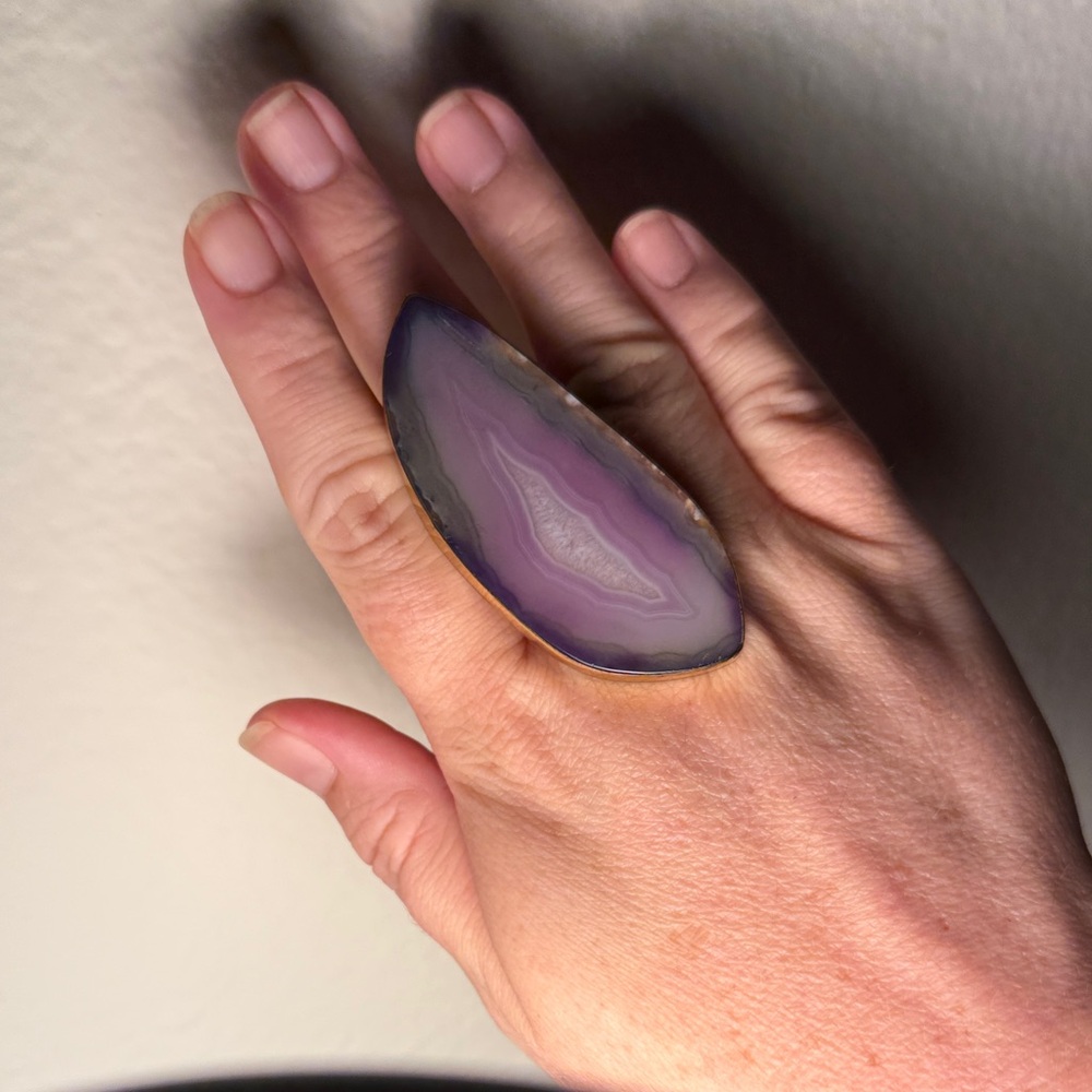 Charles Albert Lavender Agate Marquise Cocktail Ring